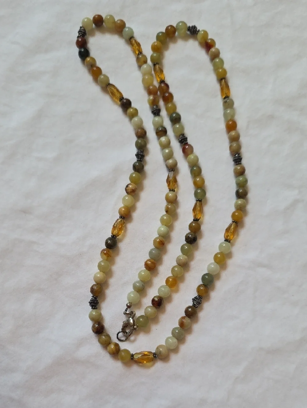 Long Multicolor Handmade Beaded Necklace And Sterling